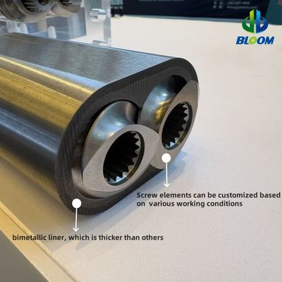 Extruder-Teile Schneckensegment, Zylinder und Liner zum Mischen, Compoundieren und Granulieren von Kunststoffharzen mit halogenfreiem Flammschutzmittel